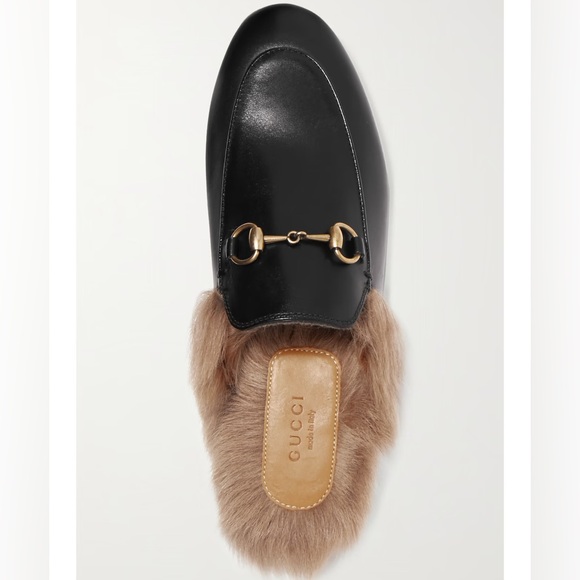 GUCCI Princetown horsebit-detailed shearling-lined leather slippers AUTHENTIC - Picture 7 of 12